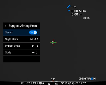 CQ25R aiming point settings