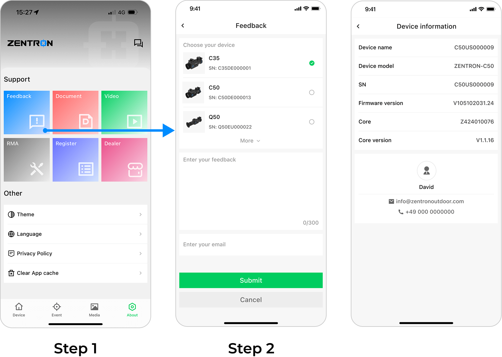Zen Link Feedback steps
