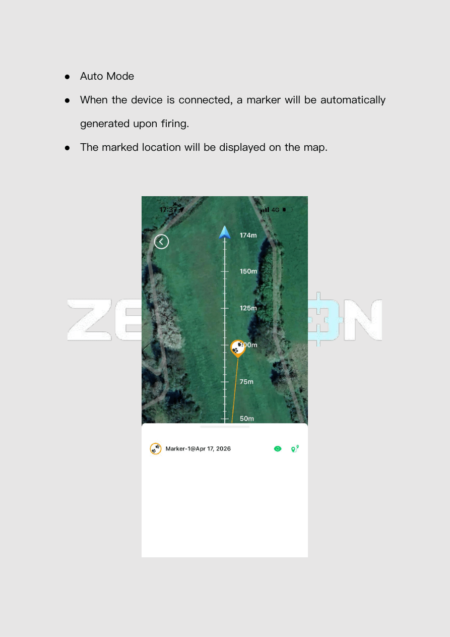 Calculated automatic marker over a satellite map preview