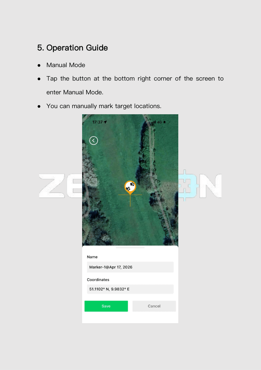 Manual marker placement on a ZenTrace map